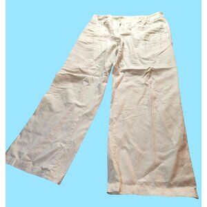 AB Studio Pants Linen cotton Blend slacks white cream vacation beachcore coastal